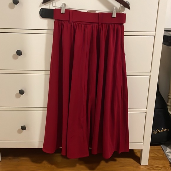 Red Belt Midi Skirt - Picture 2 of 3